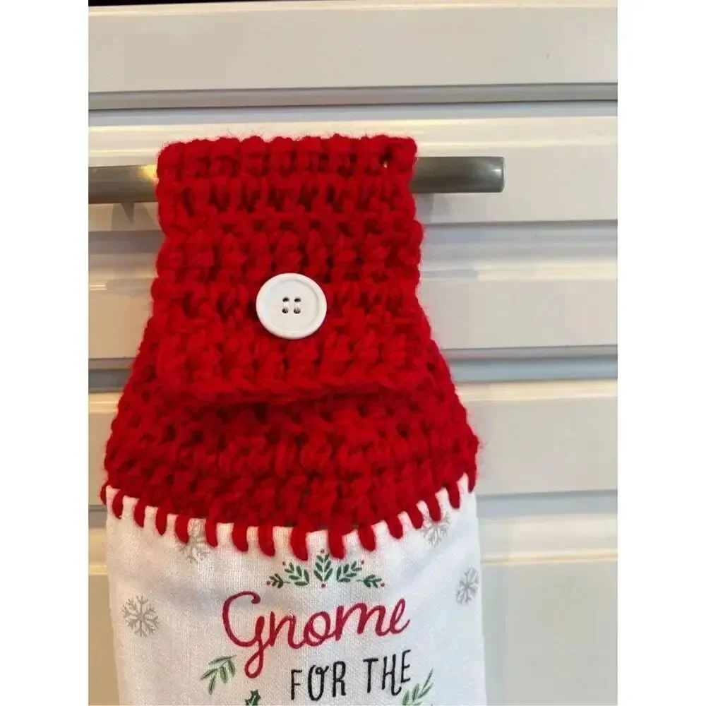 Crochet Top Kitchen Towel-Gnome for the holidays